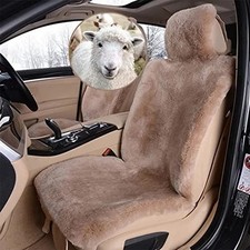 Real Genuine Sheepskin Seat Covers for Cars SUV Trucks Van RV Front Seats Camel