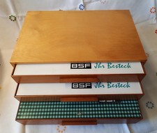 Besteckkasten BSF 3 Schubladen Combi-Kassette Teakholz Silber Anlaufschutz