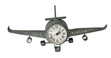 Brushed Chrome WWII Style Airplane Clock Roman Numerals Sangtai 6168 Quartz