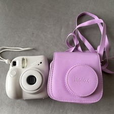 Fujifilm Instax Mini 7 Instant Film Camera Gray w/ Purple Shoulder Case