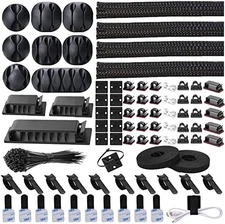 192 PCS Cable Management Kit Wire Sleeve Clips Straps Ties