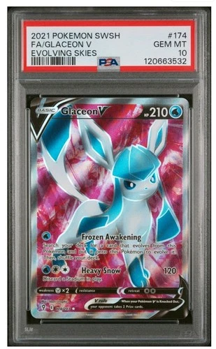 2021 Pokemon Swsh  FA/Glaceon V Evolving Skies #174 PSA 10