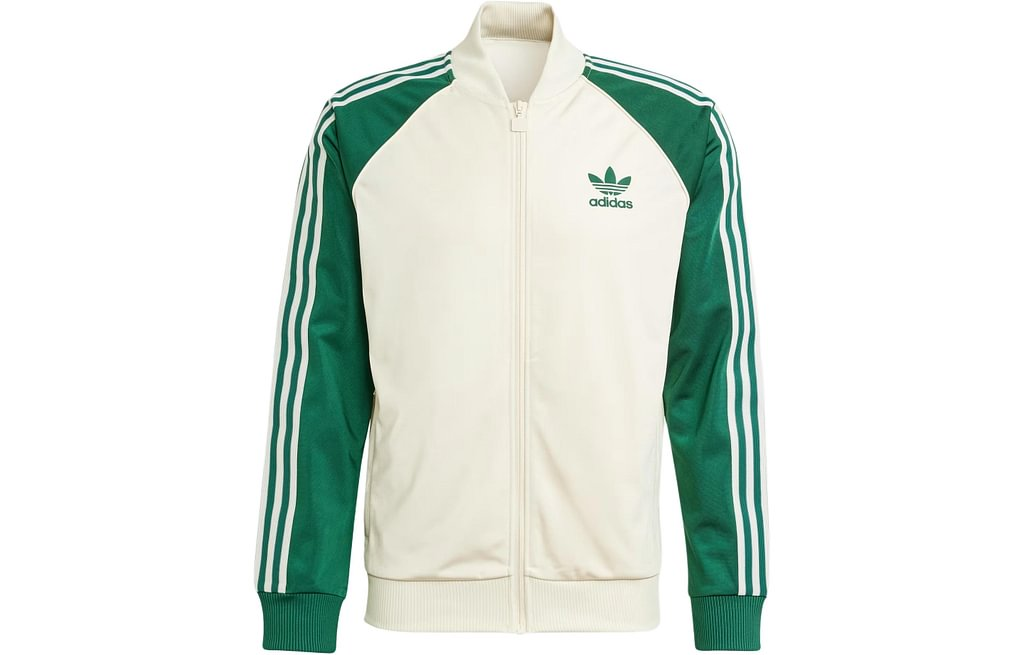 adidas originals SST Track Zip Up Track Jacket Beige/Green IS1403