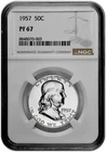 1957 50C Proof Silver Franklin Half Dollar NGC Graded PF 67 in New Holder White