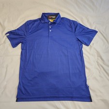 NWT RLX Ralph Lauren Performance Golf Polo Wicking Stretch Blue/Blk Stripe Sz M