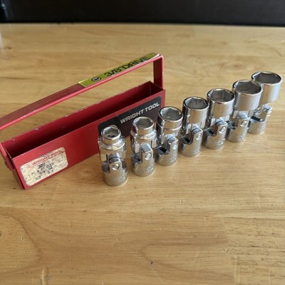 Wright Tools SAE Swivel Flex Universal Socket Set 3/8  Drive 6 Point 7pc 308 USA