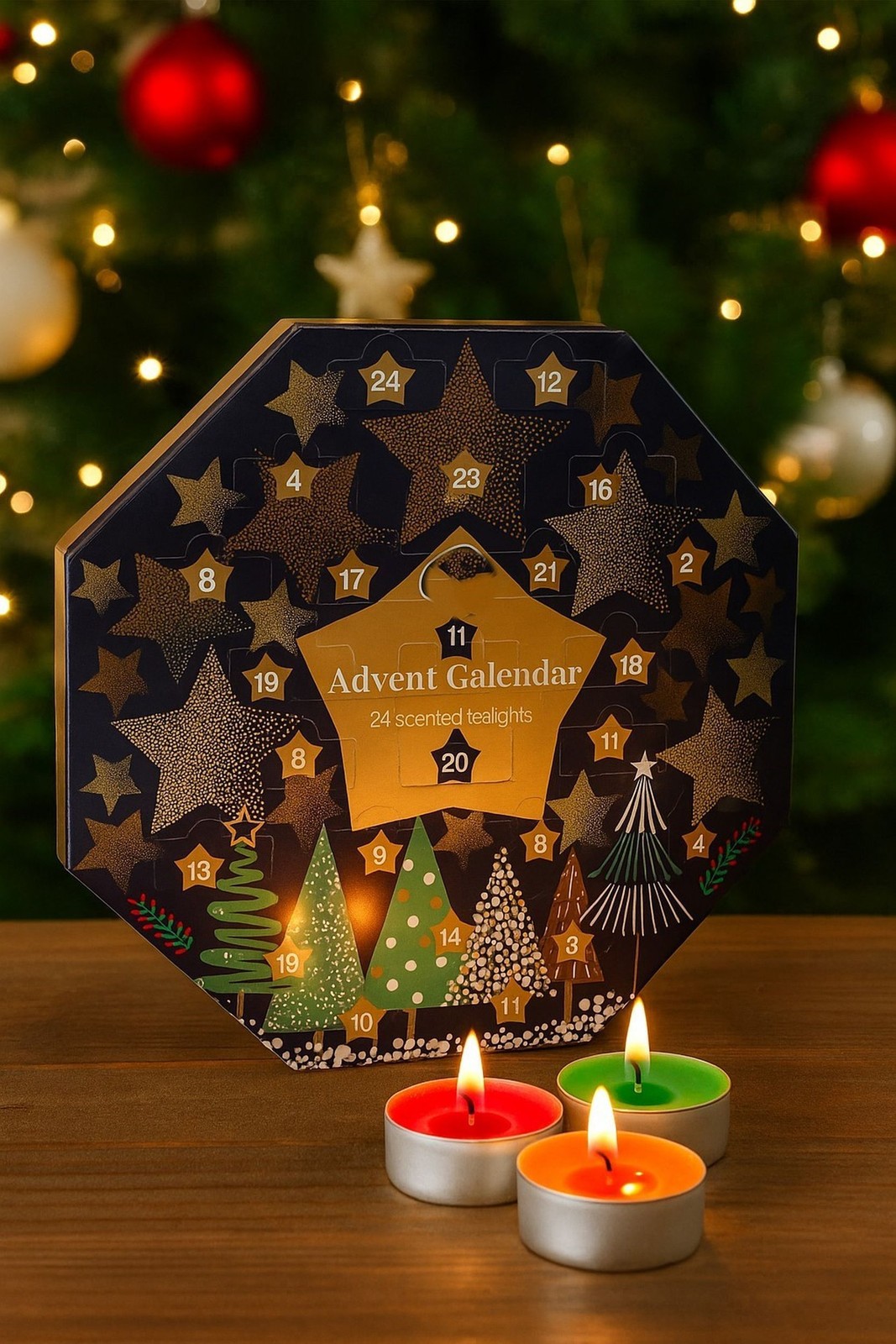 Christmas Tealight Candle Advent Calendar 24 Festive Countdown Scented Candles