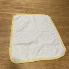 Vintage Yellow  White Gingham Checked Ruffle Edges Nursery Baby Quilt 42  x32  