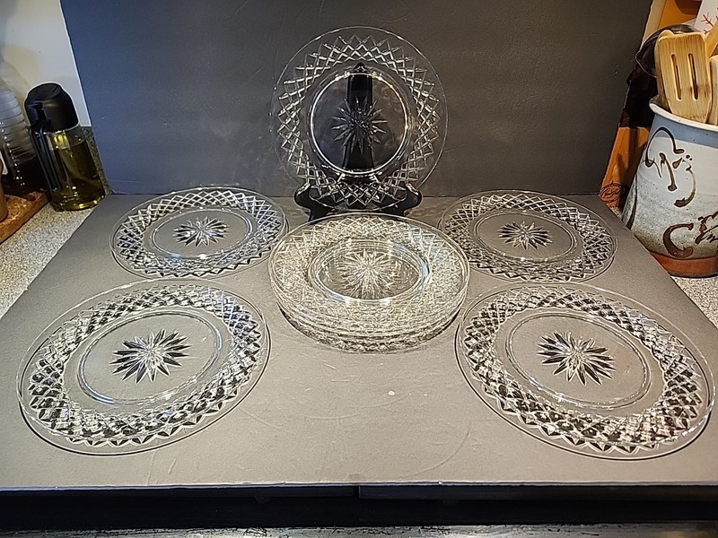 Set Of 9 ~ Kosta Boda Crystal ~ Rut Majestic Luncheon Plate ~  Sweden