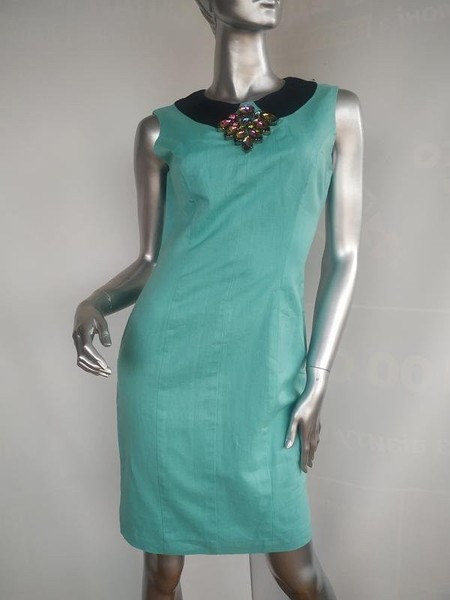 Women French Connection Dress Turquoise Linen 36