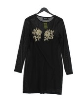 MinkPink Women's Top L Black Floral 100% Other Long Sleeve Round Neck Tunic