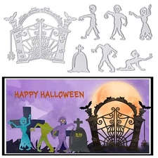 ALIBBON Halloween Die Cuts for Card Making, Spider Web Door Cutting Dies Meta...