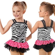 NEW Little Stars Pink Black Zebra Polka Dot Tutu Dress Leotard Dance Ballet CL