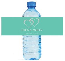 100 Modern Mint Water Bottle Labels Personalized Wedding Party Glossy Waterproof