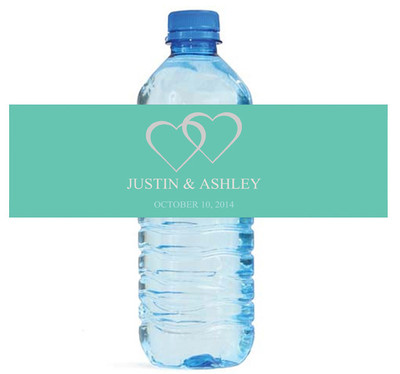 100 Modern Mint Water Bottle Labels Personalized Wedding Party Glossy Waterproof