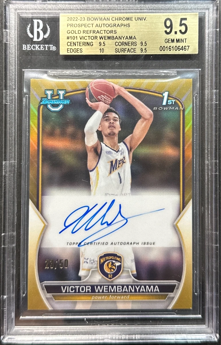 2022-23 Bowman Chrome U Victor Wembanyama Gold Refractor Auto RC