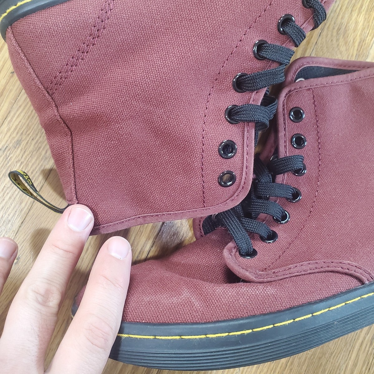 ドクターマーチン　SHOREDITCH CANVAS　23cm UK4 Dr Martens Boots Shoreditch Canvas Air Wair Red Maroon JY004