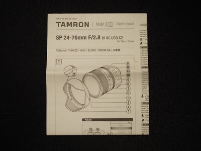 Tamron 24-70mm f2.8 G2 Canon/Nikon Bedienungsanleitung Bedienungsanleitung Booklet