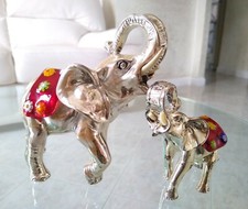 Coppia di Elefanti laminato argento vetro murano murrina soprammobili vintage