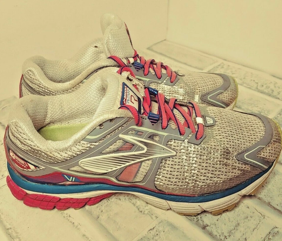 Women's Brooks Ravenna 6 Shoes Sneakers Size 8.5 Wide Running White Pink Gray - Image 3 of 4