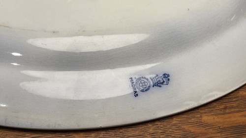 Vntg Royal Doulton Burslem 15 1/4" Oval Flow Blue Platter Madras England - Picture 4 of 8