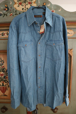 Roper Jeanshemd,Western,Denim,Rodeo,Cowboy,Line Dance,Druckknöpfe,Country,M,NEU
