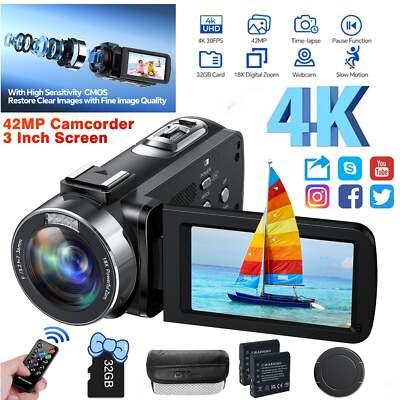 18X Zoom 4K Camcorder Fülllicht Videokamera Reise, Hochzeit Party Vlog Aufnahme