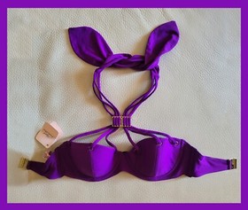 NWT Agent Provocateur Kimmi Bikini Top Orchid Purple Gold Detail Size 10D / 32D