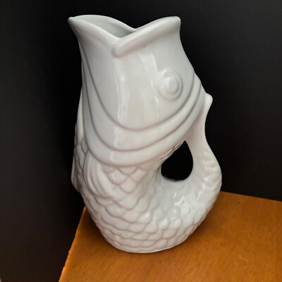 BIG MOUTHED KOI FISH PITCHER 24oz. WHITE