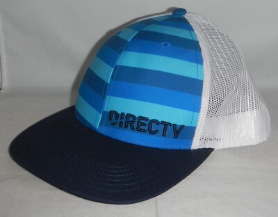 NEW AT&T DirecTV Logo Blue & White Mesh Snapback Adjustable Baseball Hat Cap