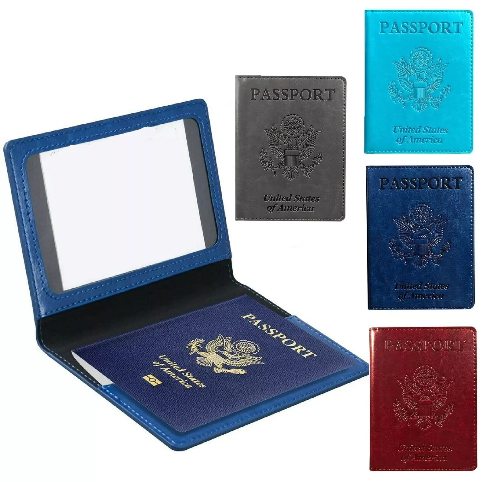 RFID-Blocking Leather Passport Holder with Vaccine Card Slot  -image
