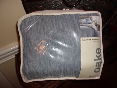 New Oake by Macys Blue Ripple Matelassé Full/Queen Duvet Cover & Shams Set 3pc