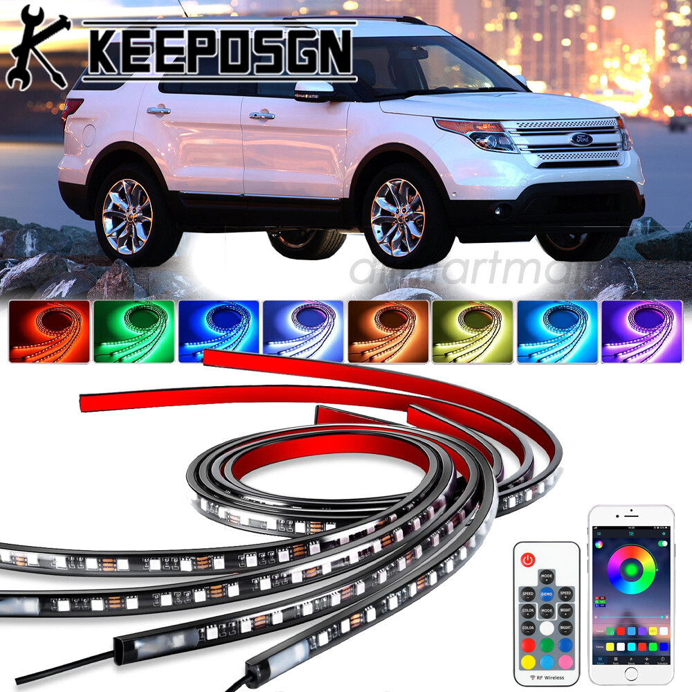 Car SUV RGB LED Strip Underglow Body Kit Neon Light APP Remote for