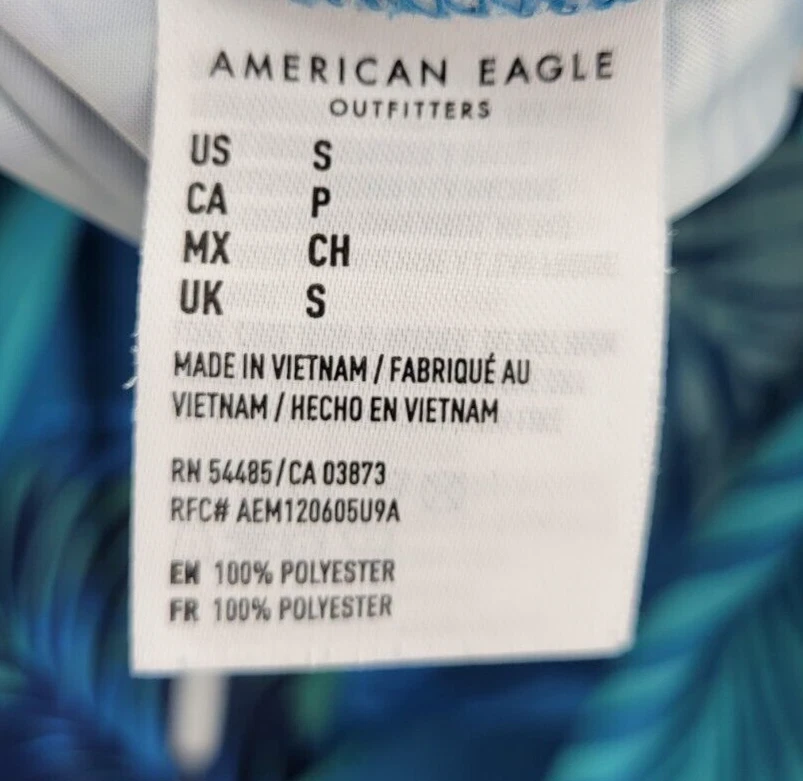 Baús de banho curtos American Eagle Board masculino pequeno azul verde havaiano floral - Imagem 4 de 4