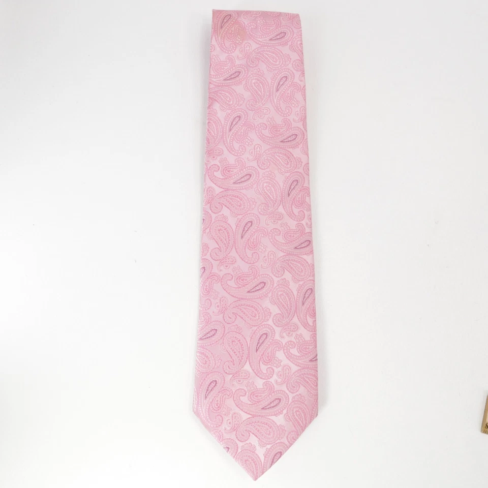 Laurant Bennet Tie Mens in Microfiber Pink Paisley ￼Floral Wide - Image 3 of 4