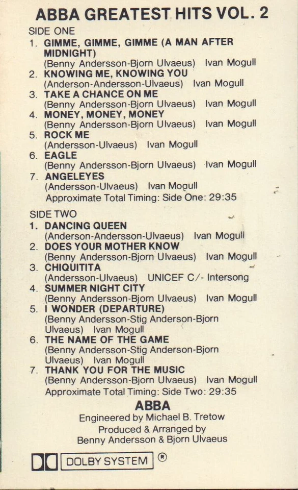 Abba - Greatest Hits Vol 2, scarce Australian cassette issue, ex cond. - Image 3 of 4