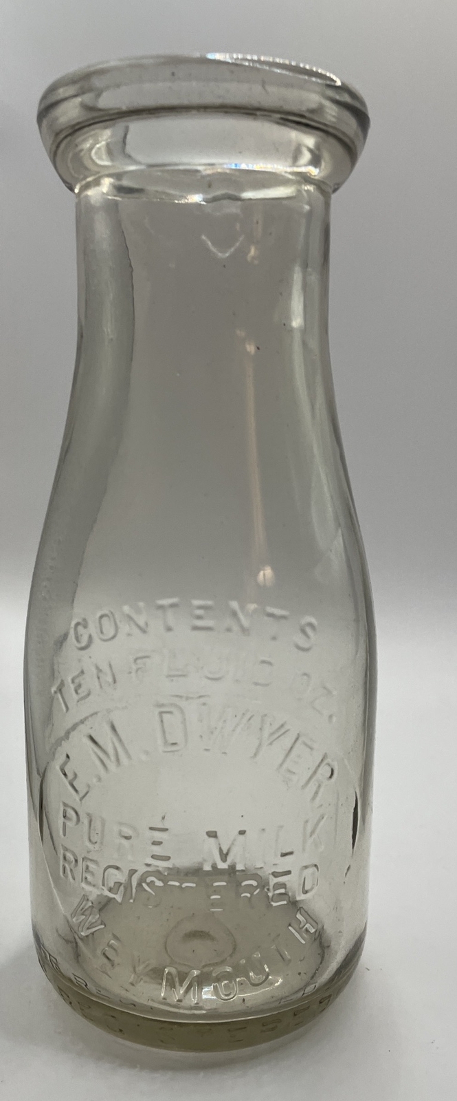 Vintage E.M. DWYER Embossed 10oz. Milk Bottle Weymouth MA Mass. eBay
