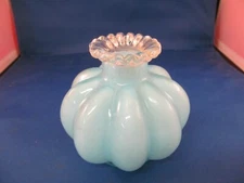 4" FENTON BLUE MELON SILVERCREST VASE