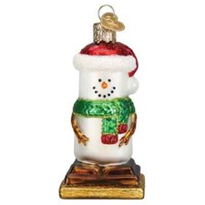 Old World Christmas S'MORES SNOWMAN 24216 Glass Ornament w/ OWC Box