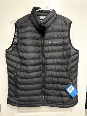 Columbia White Out FS Vest Mens XL Black Puffer Insulated Omni