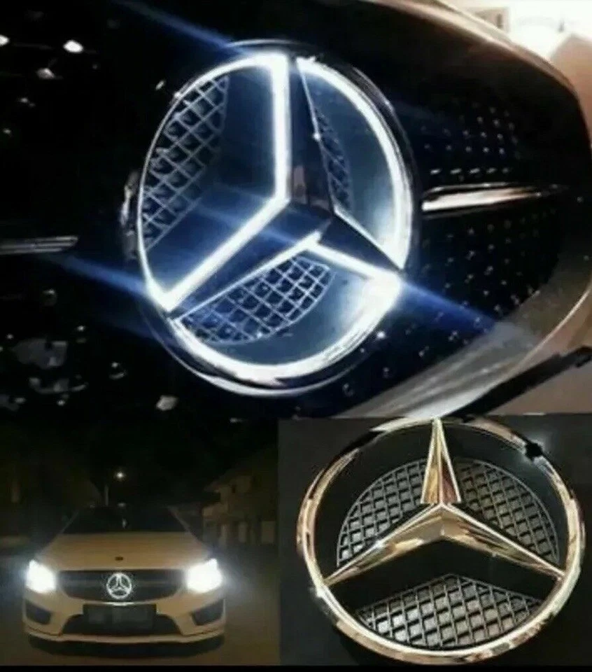 Sport Black Car Led Grill Emblem Logo Lights For Mercedes Benz GLC GLS GLE White Foto 4 de 4
