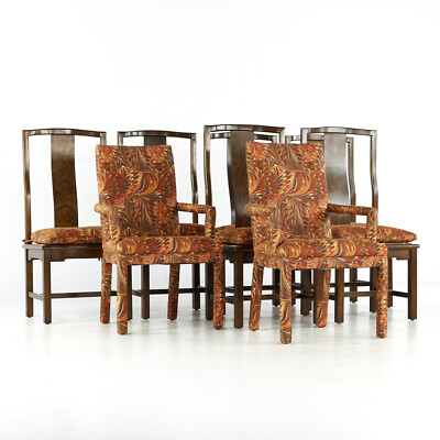 Tomlinson Mid Century Walnut and Burlwood Dining Chairs Set of