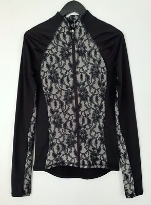 Synthia Rowley Zip-Up Jacket XS-S & Free Bra Top-SZ M-Black Floral Lace-NWT VTG