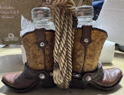 Rivers Edge Cowboy Boots w/ Rope Salt & Pepper Set - New in Box -