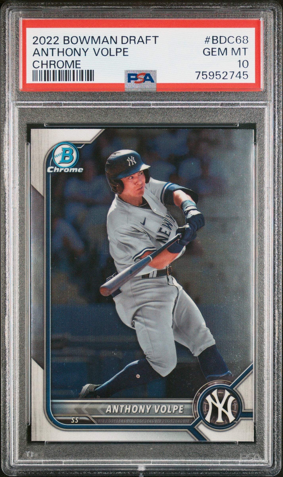Graded 2023 Bowman Draft Anthony Volpe #BDC68 Chrome Rookie Baseball Card PSA 10