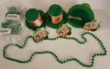 LOT of 3 St. Patrick's Day Lucky Leprechauns Hair Clip Top Hats and Necklaces