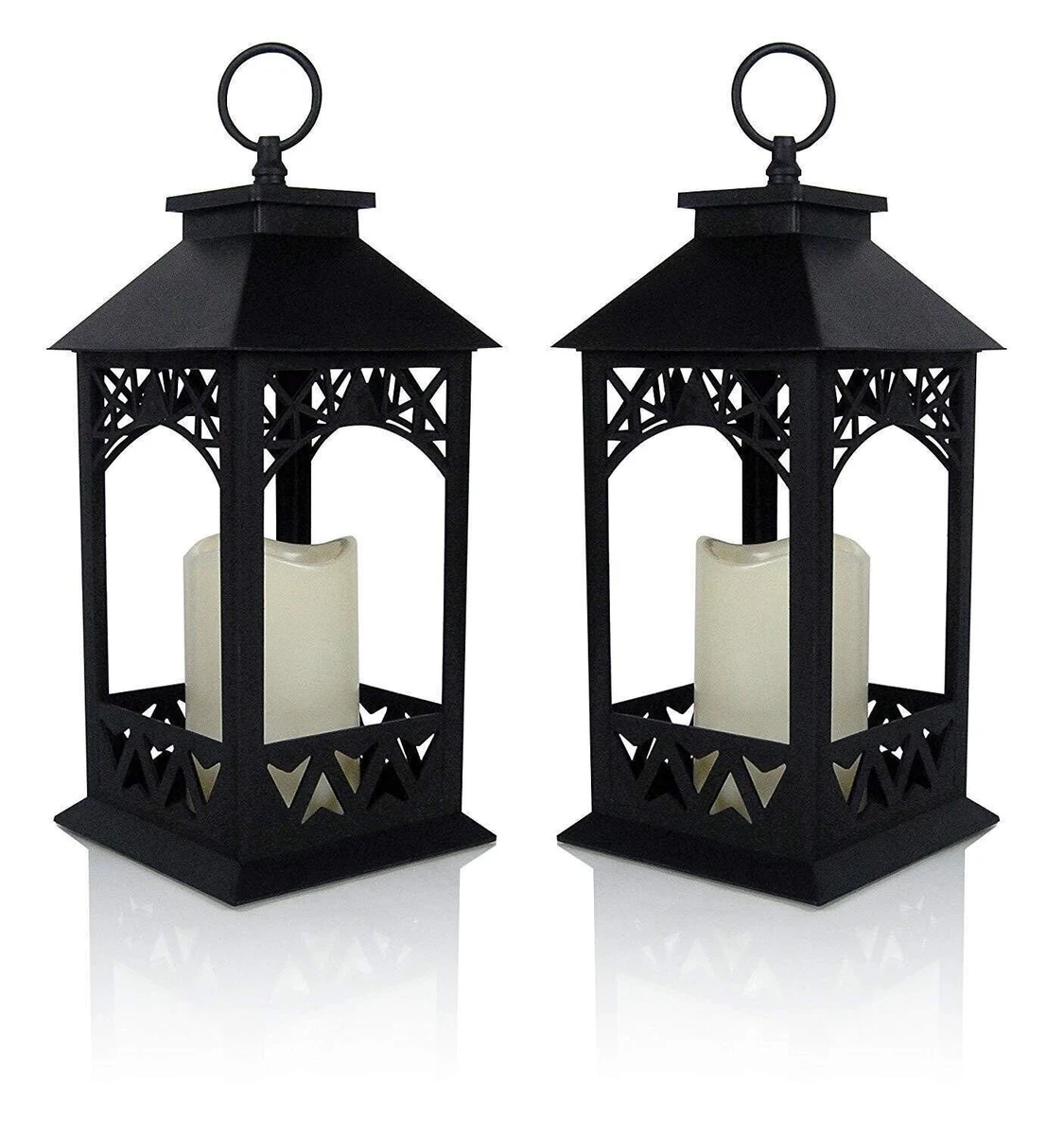 2 Pack LED Vintage Lantern Decorative, Indoor/Outdoor Hanging Waterproof  Lanterns with Smart Remote, Battery Operated Lanterns Flickering Flame 2