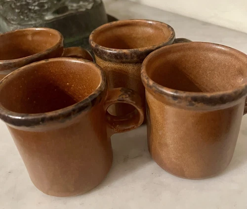 Lot Of 4 McCoy Pottery 1412 USA Coffee Canyon Mesa Cups, Mugs