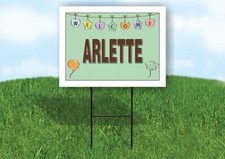 ARLETTE WELCOME BABY GREEN 18 in x 24 in Yard Sign Road Sign with Stand