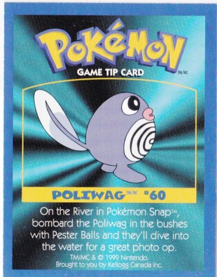 POKEMON KELLOGS GAME TIP CARD POLIWAG # 60